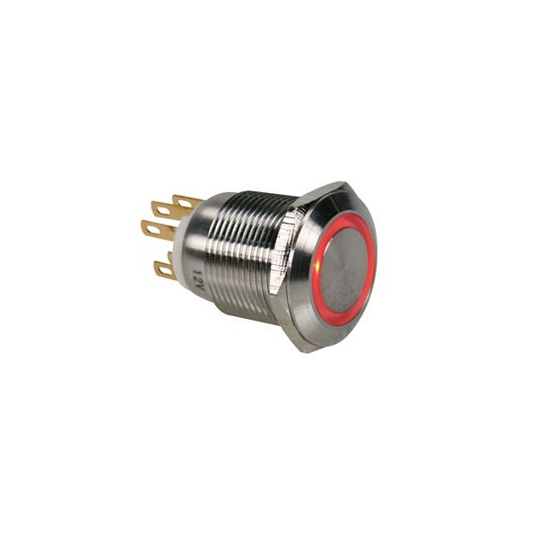 Velleman Interruptor Puls. em Aço Escovado - 1No 1NC -verm. - R1900R