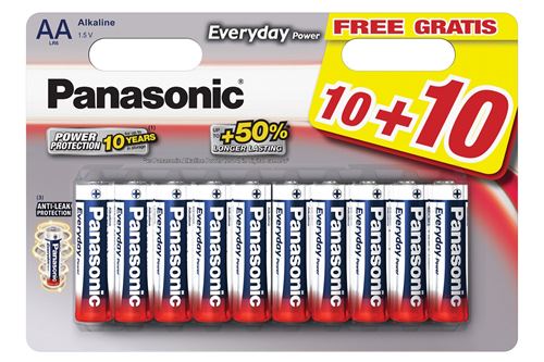 Pilhas Alcalinas Panasonic Pack 20 AA Everyday Power 1.5V
