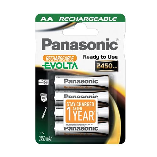 Pilhas Recarregáveis Panasonic Batteries Pack 4 AA Evolta 2450 mAh