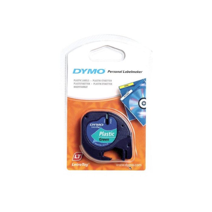 Fita Preto Sobre Verde (4 mts/1,2cm) - DYMO