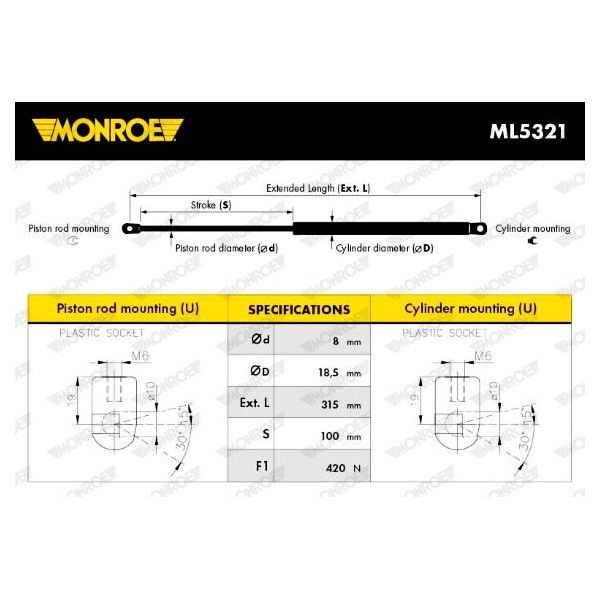 Monroe Mola Pneumática, Mala/compartimento de C - ML5321