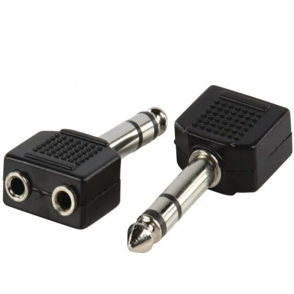 Conetor Adatador Stereo 6,35mm MACHO-2X3,5mm Fêmea - AC-014