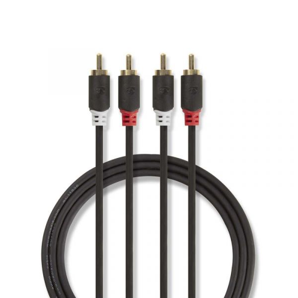 Nedis Cabo de Áudio Estéreo 2x Rca Macho - 2x Rca Mac. - CABW24200AT100