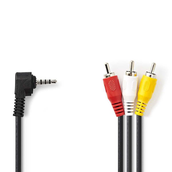 Cabo Jack 3.5mm Macho para 3x Rca Macho Preto 1m