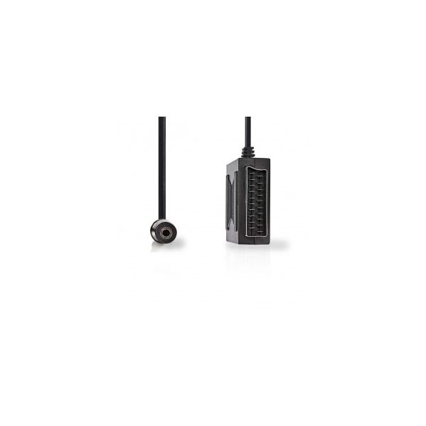 Nedis Adaptador Scart Macho - Scart Hembra + 3,5 mm Hembra 0,2 m Black