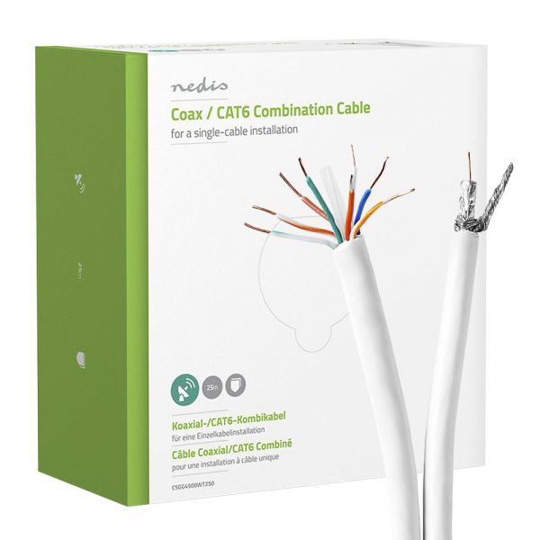 Nedis Bobine Cabo Duplo Coaxial RG58 / CAT6 (25 mts)