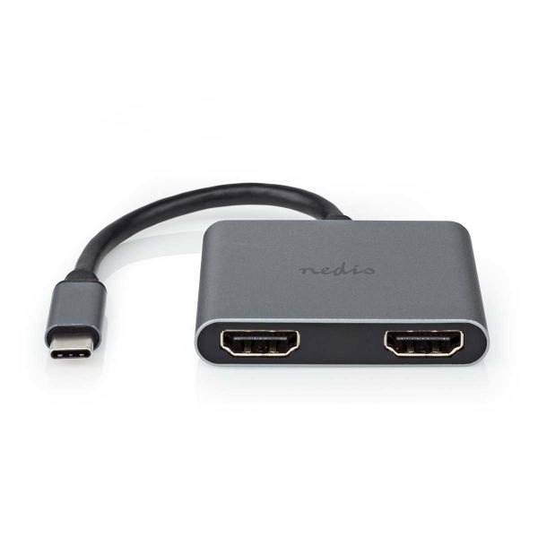 Nedis CCGB64670BK01 Adaptador USB-C 2 em 1 USB 3.2 Gen 1 USB-C M-2x HDMI 4K Niquelado 0.1 M 30Hz