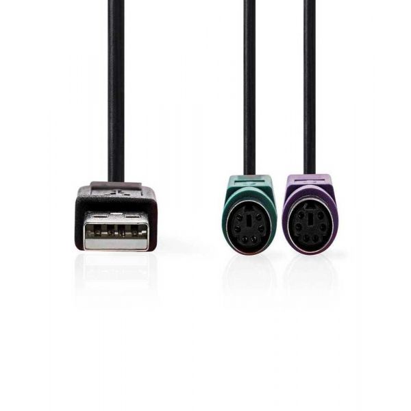 Nedis CCGB60830BK03 Cabo Ps/2 0,3m Usb a 5-P Din Preto