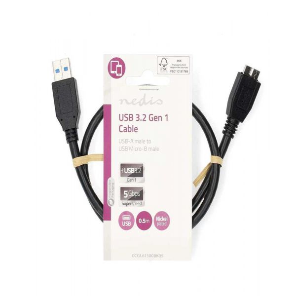 Nedis Cabo Usb 32 Gen 1 Usb-a Macho Usb Micro-B Macho 1m - CCGL61500BK05