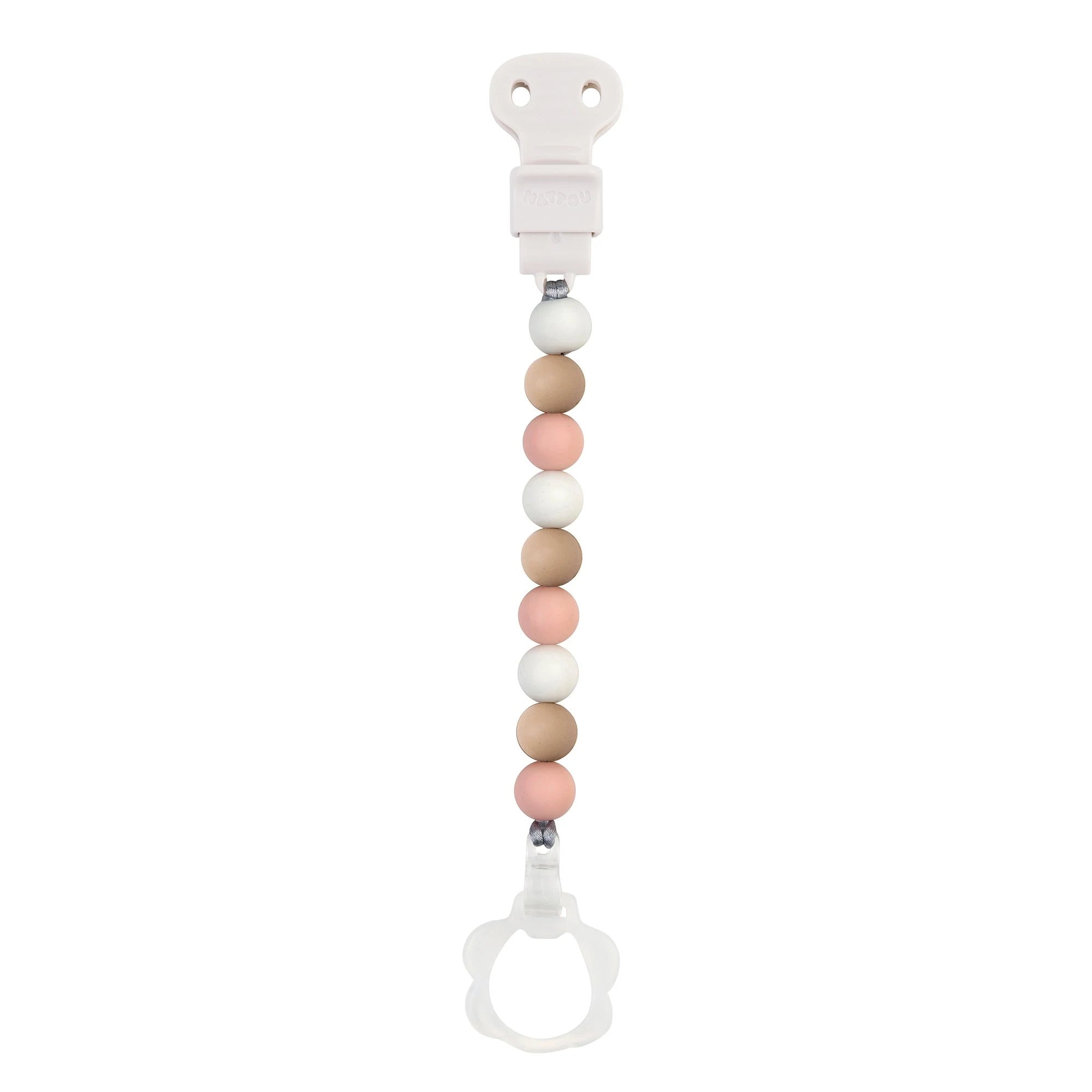 Nattou Corrente Chupeta Silicone Rosa/Bege