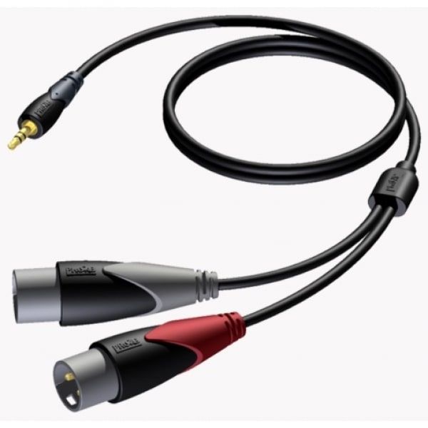 Procab Cabo Áudio Jack Estéreo 3.5mm Macho para 2x XLR Macho CLA712/1.5 1.5m