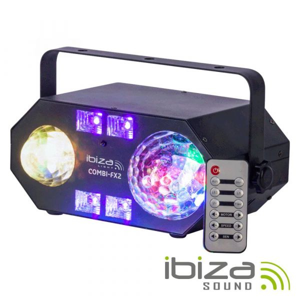 IBIZA Projetor 4em1 Astro Efeito Água Rgbw Uv Strobe Irc