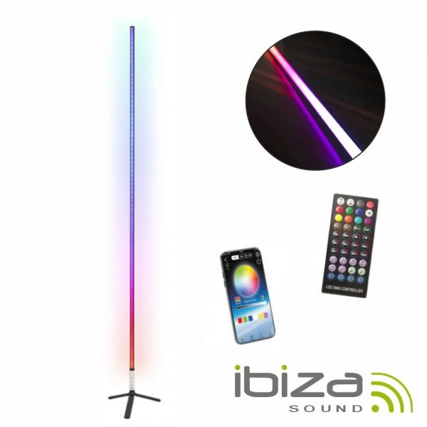 IBIZA Tubo LED RGB Bluetooth 1m com Suporte Preto COLOR-STICK-1BK