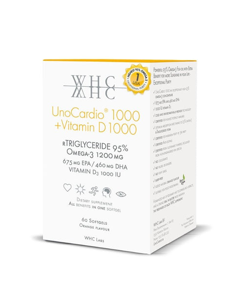 UnoCardio 1000 (1200mg Ómega 3 + Vit D3) - 60 Cápsulas - WHC Labs