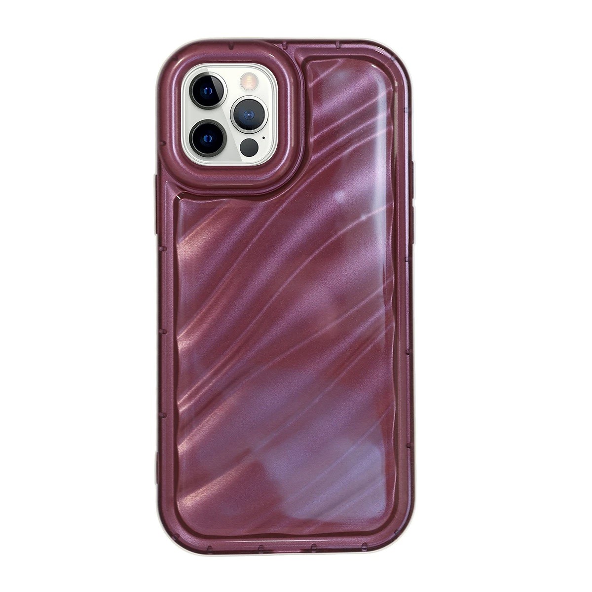Capa Silicone Efeito Ondulado iPhone 13 Pro Bordeaux