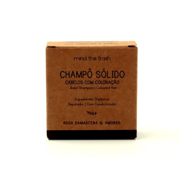 Mind The Trash Shampoo Sólido com Condicionador para Cabelos com Coloração de Rosa Damascena e Amoras 90g