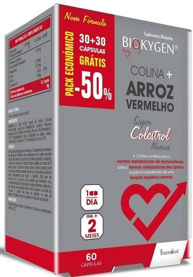 Arroz Vermelho - 60 Cápsulas - Biokygen Fharmonat