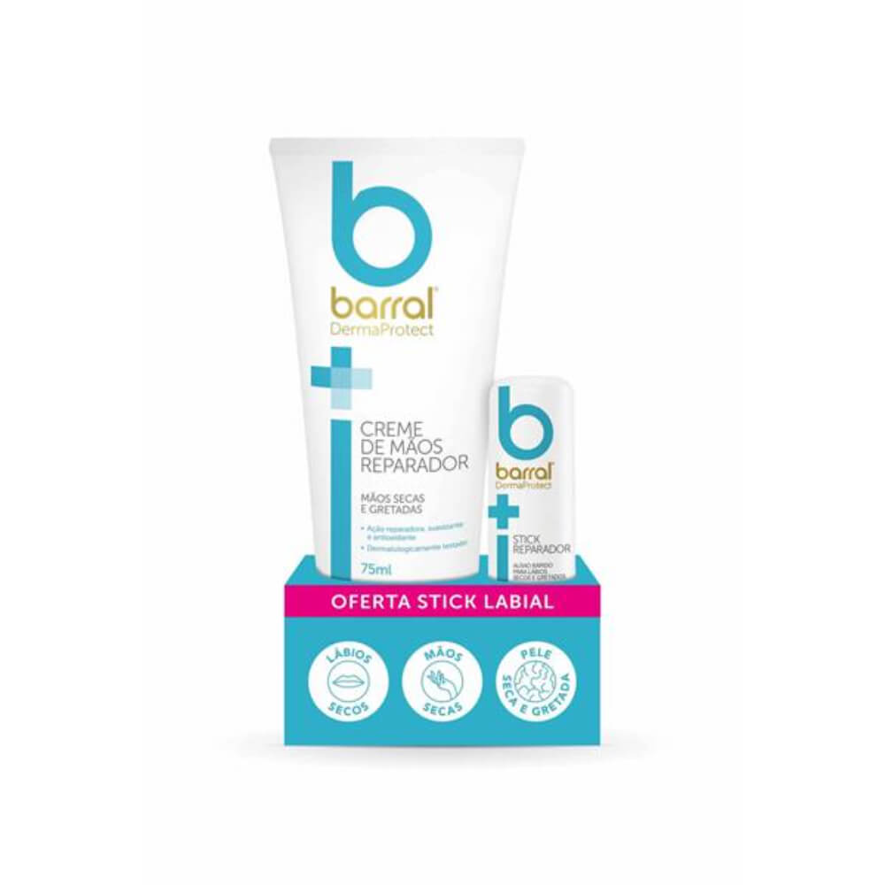 Barral DermaProtect Creme Mãos 75 ml + Oferta Stick Reparador 4,8 g