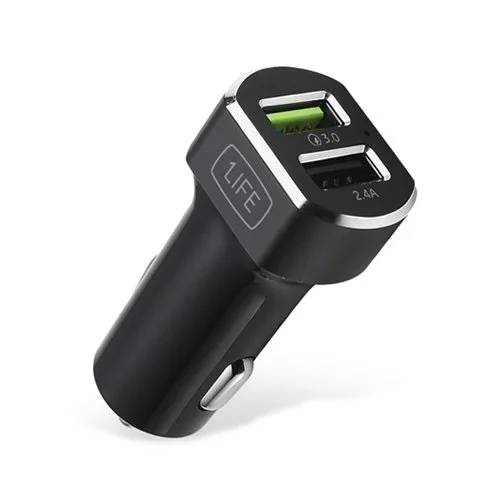 Carregador de Isqueiro 2 Portas USB 3A 1Life Quick Charge