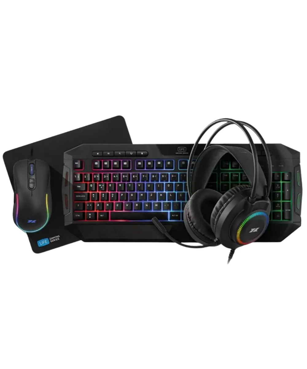 1Life All 4 One RGB Combo Gaming (Layout PT) – Teclado + Rato + Headset + Tapete