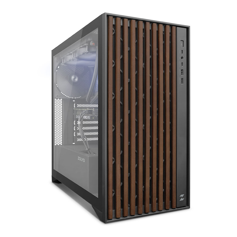 Caixa ATX Zolyd Dynaria Preta com Painel de Madeira