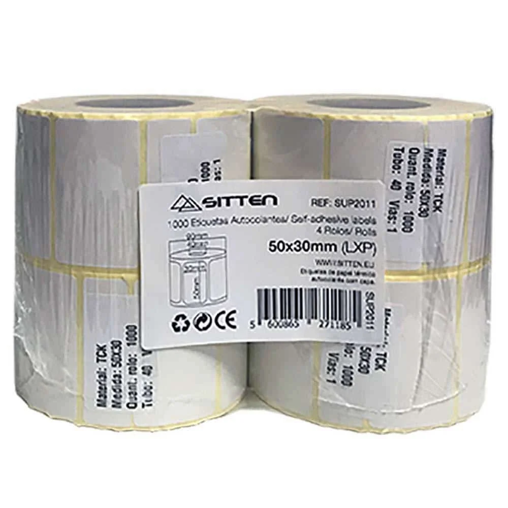 ETIQUETAS AUTOCOLANTES - 4X ROLO 50X30MM X 1000