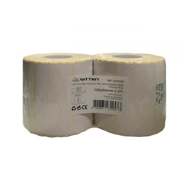 Sitten Etiquetas autocolantes 2x Rolo 100x50mm x 1.000 - SUP2036