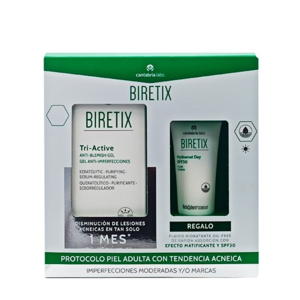 Biretix Tri-active Gel + Oferta Fluido Hidratante e Matificante SPF30 Coffret