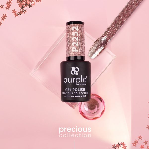 Purple Verniz Gel Precious Rose Gold Glitter 10ml