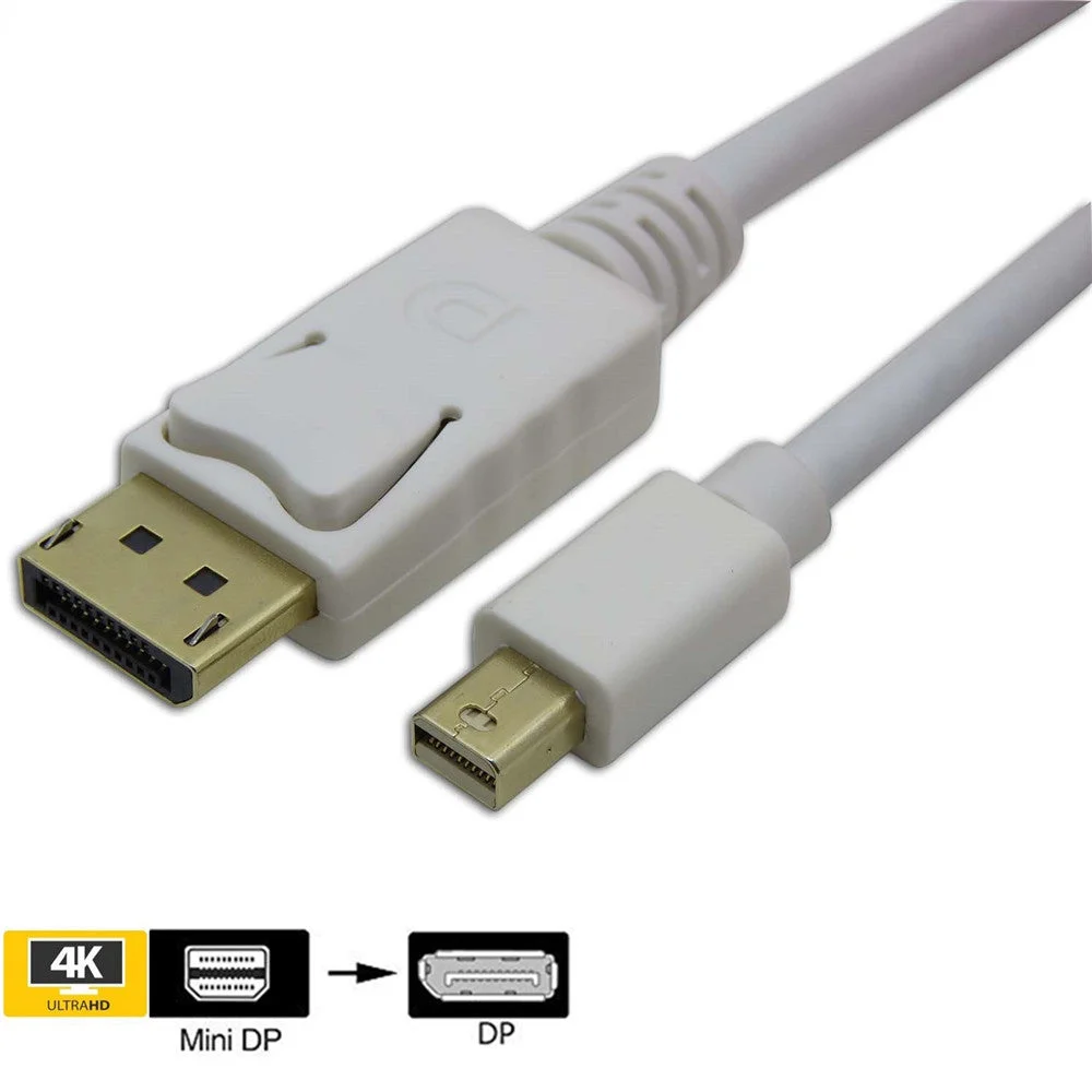 Cabo Mini DisplayPort Macho para DisplayPort Macho (1,8m) (Branco) - Multi4you®