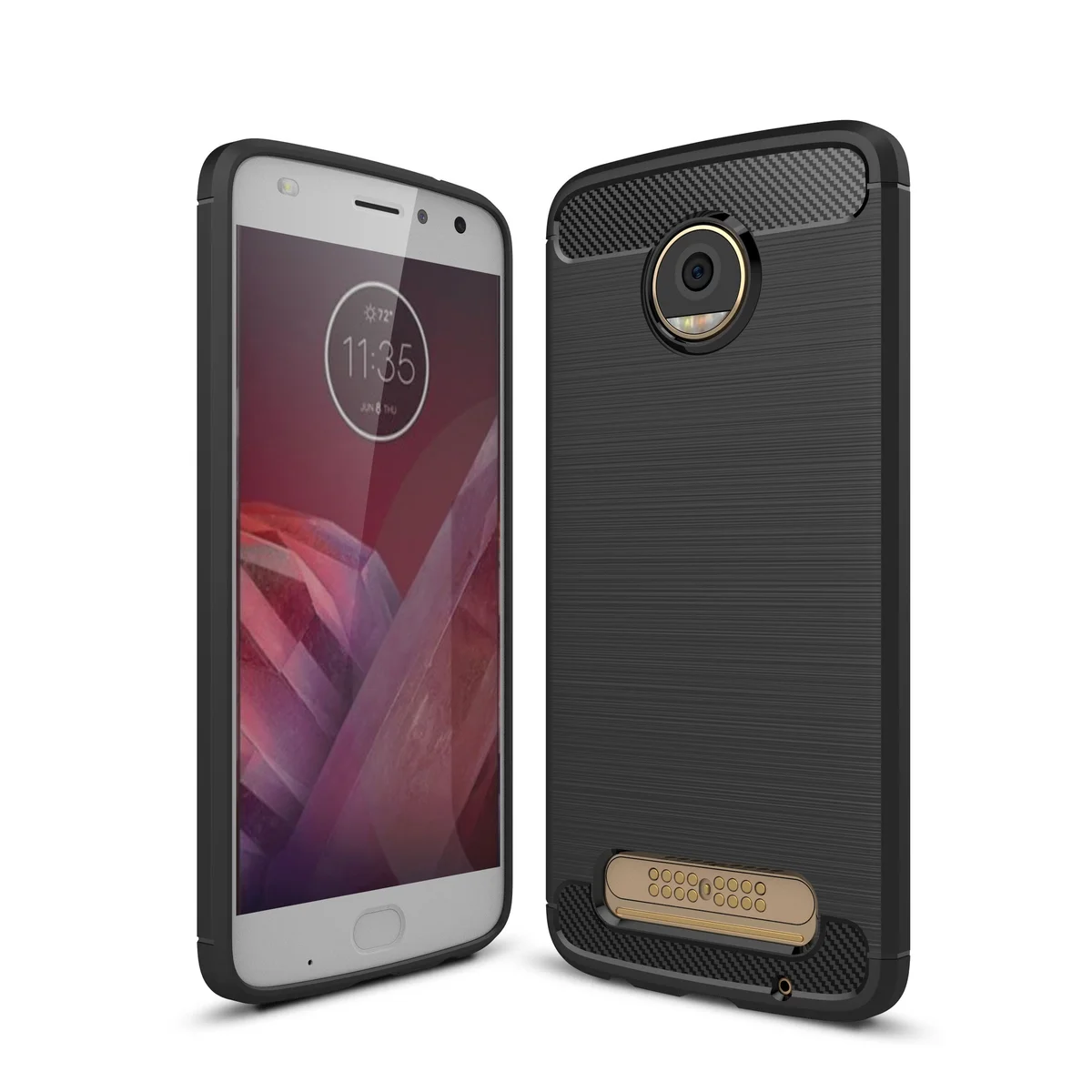 Capa Carbon Gel TPU Carbono Preto para Motorola Moto Z2 Play - Multi4you®