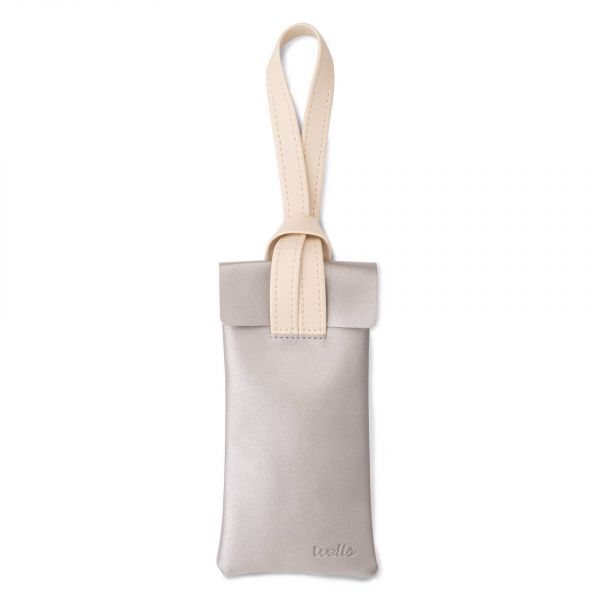 Wells Bolsa de Pele para Óculos Cor Prateado