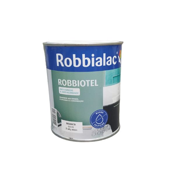 Robbialac Tinta de Interior Robbiotel Acetinado Anti_Fungos Branco 0,750L