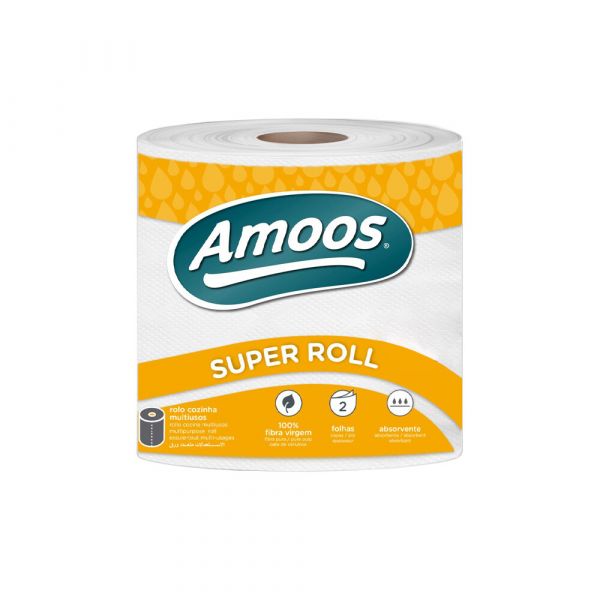 Amoos Super Roll Rolo Multiusos 2 Folhas 70mx22cm Branco