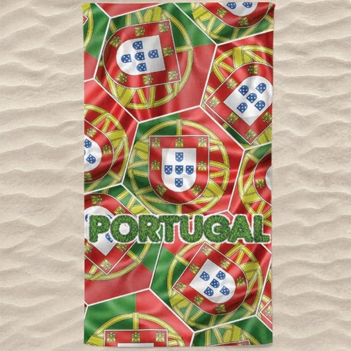 Toalha de Praia Microfibra Escudo de Portugal Hexágonos
