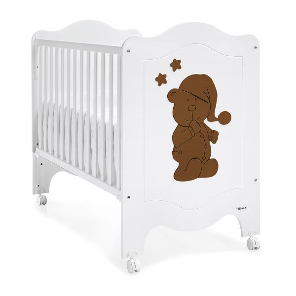 Berço Trama Série Sleepy Bear Branco Mate/chocolate