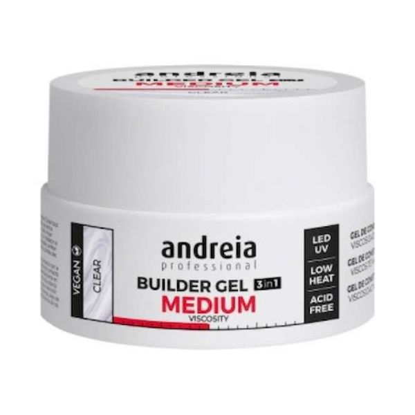 Andreia Gel Contrução V. Média Builder Gel Medium Viscosity Tom Clear 22gr