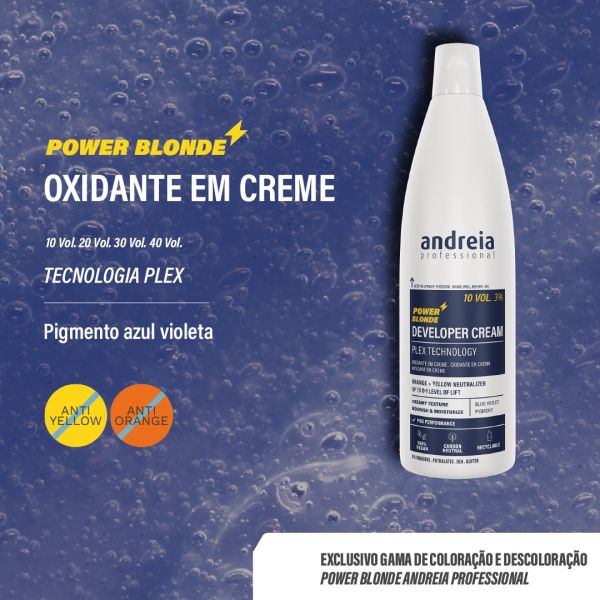 Andreia Oxidante em Creme Power Blonde de 1 Litro - 10 Vol.