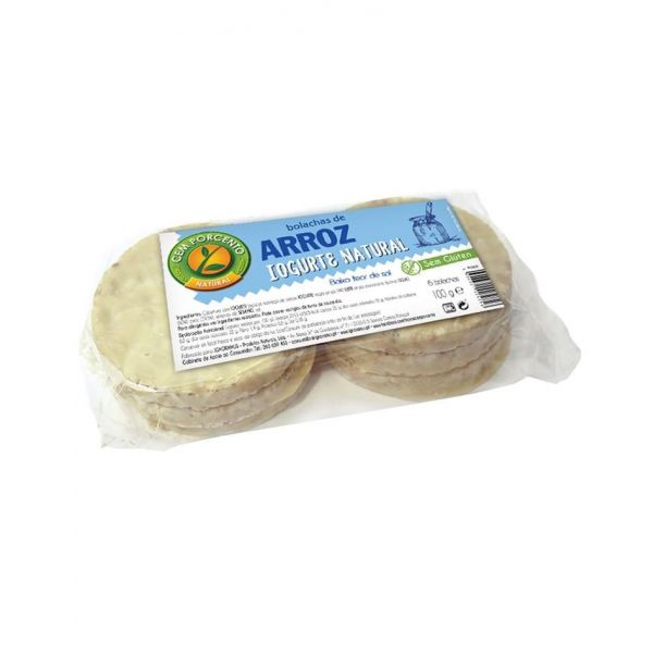 Cem Porcento Bolacha de Arroz c/ Iogurte s/Glúten 100g