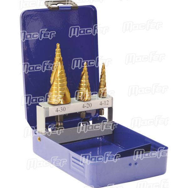 Macfer Jg. Brocas Escalonadas HSS-M2 Tin PTHSD101 3pçs - 059.0068
