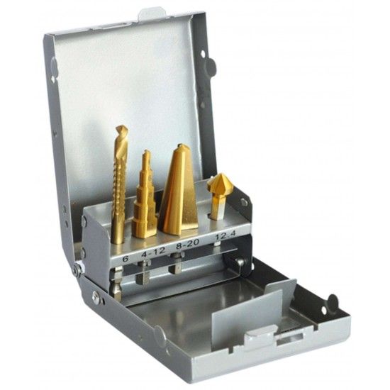 Jg. brocas escalonadas misto HSS-M2 TIN MacFer PTHSD102 4pçs refª 059.0069 MACFER