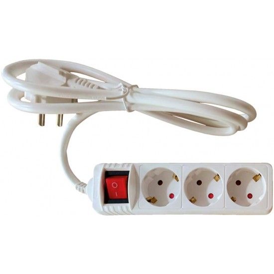 Extensão elétrica com interruptor 3 tomadas YL-2117 3G1,5mm2 3,0m refª 065.0052 MACFER