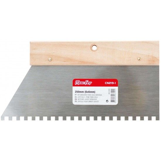 Betumadeira p/ cola dentada MacFer CN219-1 250mm (8x8mm) refª 083.0087 MACFER