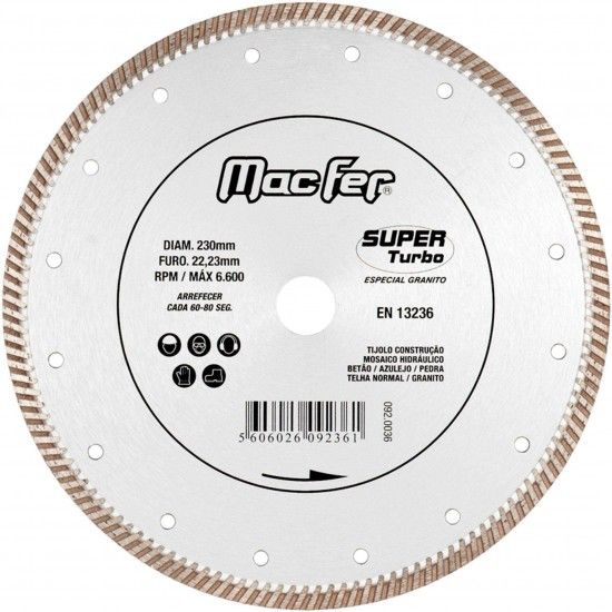 Disco diam. MacFer Super Turbo 230mm c/ flg refª 092.0034 MACFER