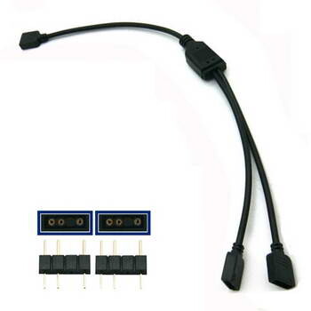 Cabo Splitter Argb Led 3pinos 5v(f)>2x 3P 5v(f/m) Preto 3P 30cm