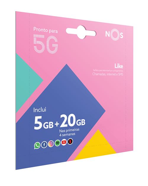Pack Cartão NOS Like 5 + 20GB