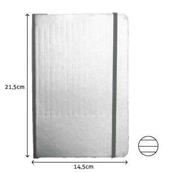Bloco Notas Pautado 21,5x14,5cm Semi Pele Cinza 116fls