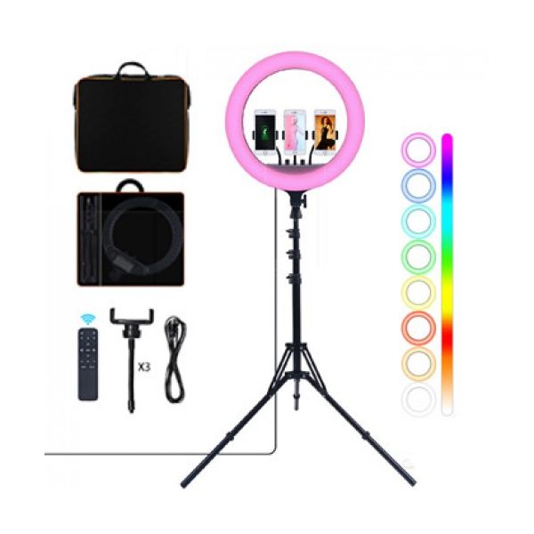 Default Ring Light 18" RGB Profissional com Suporte, Mala e Comando