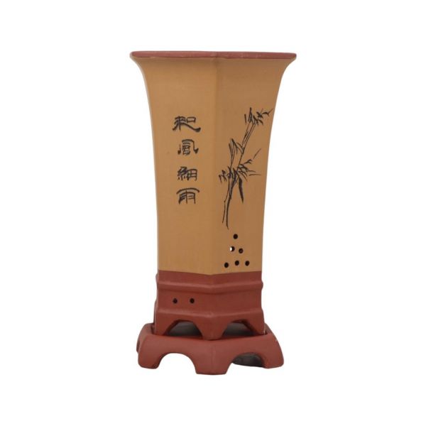 Luso Bonsai Vaso de Bonsai Cascata + Prato 20*17*30 cm c/ Desenhos Sem Esmalte - Yixing - 06692