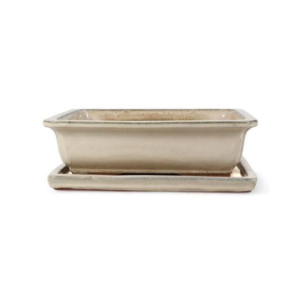 Luso Bonsai Vaso de Bonsai Rectangular + Prato 35*27*10 cm Creme - Yixing - 85053